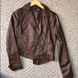 brown leather jacket